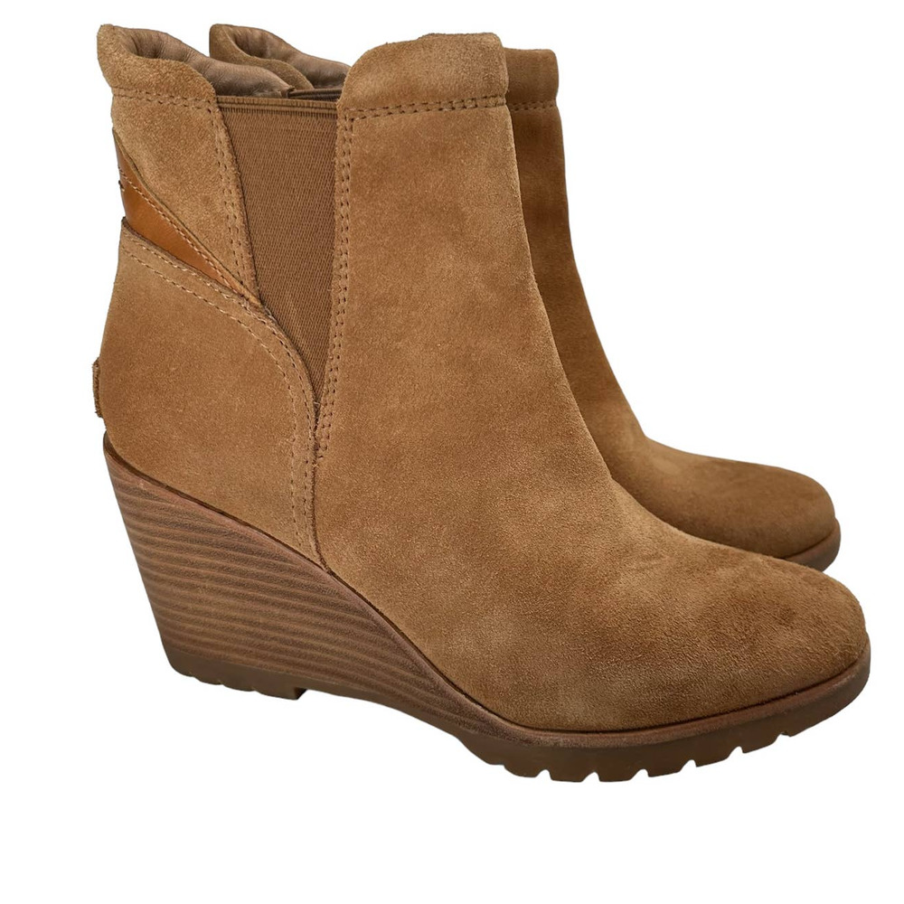 Sorel Women's Size 7 After Hours Chelsea Boot Ankle Wedge Bootie Tan Suede